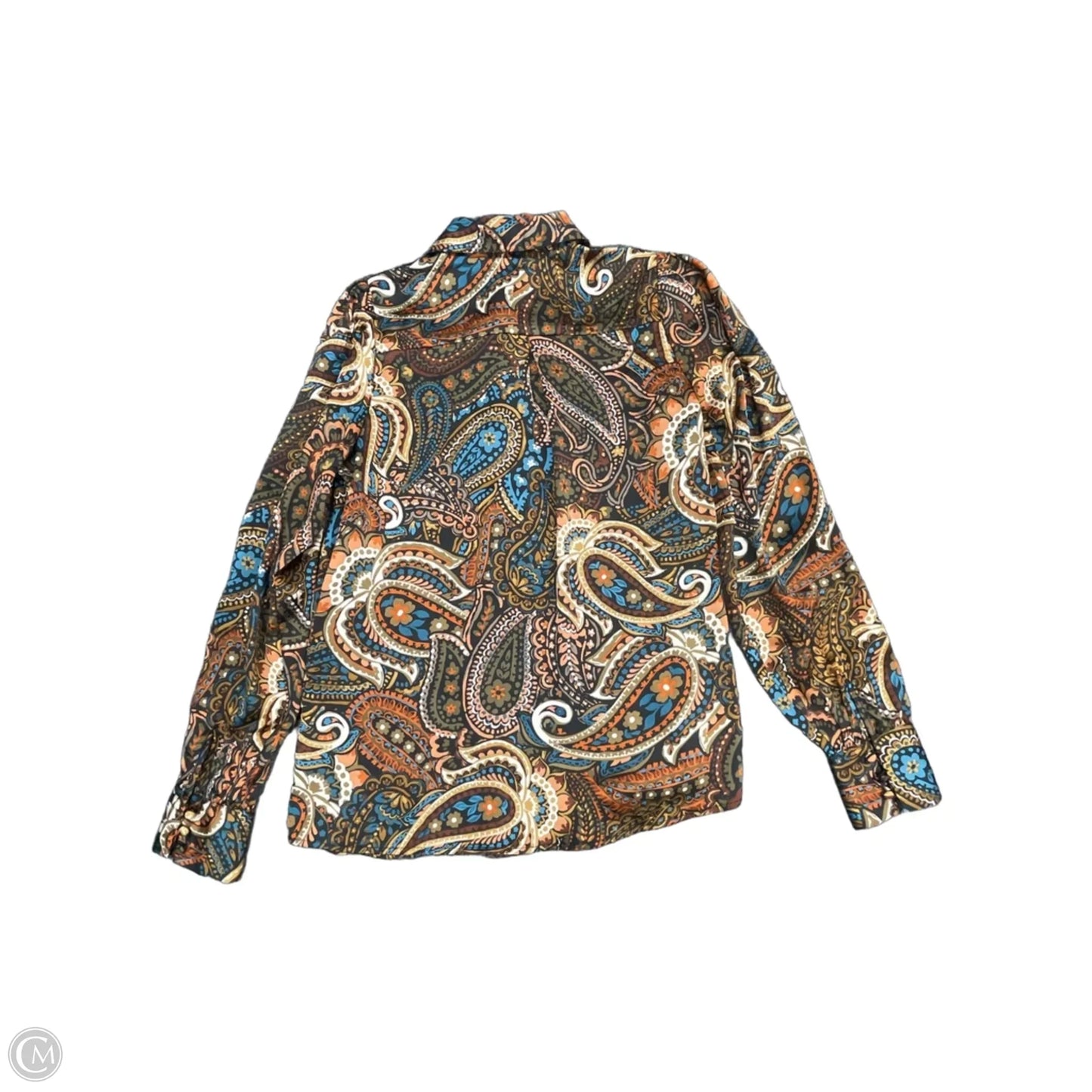 Blouse Long Sleeve By Cmb In Blue & Brown, Size: Xs