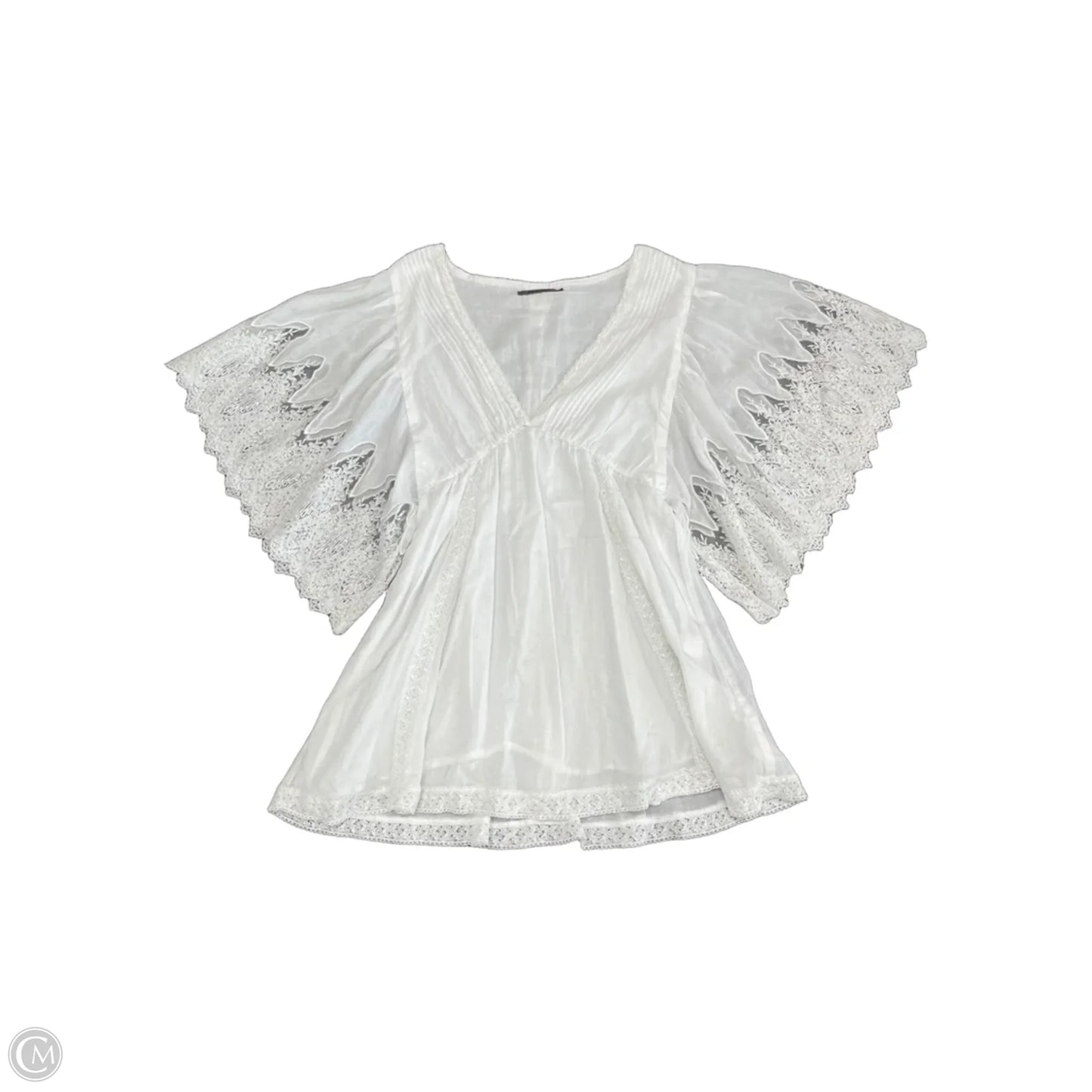 Blouse Short Sleeve By Cmc In White, Size: S