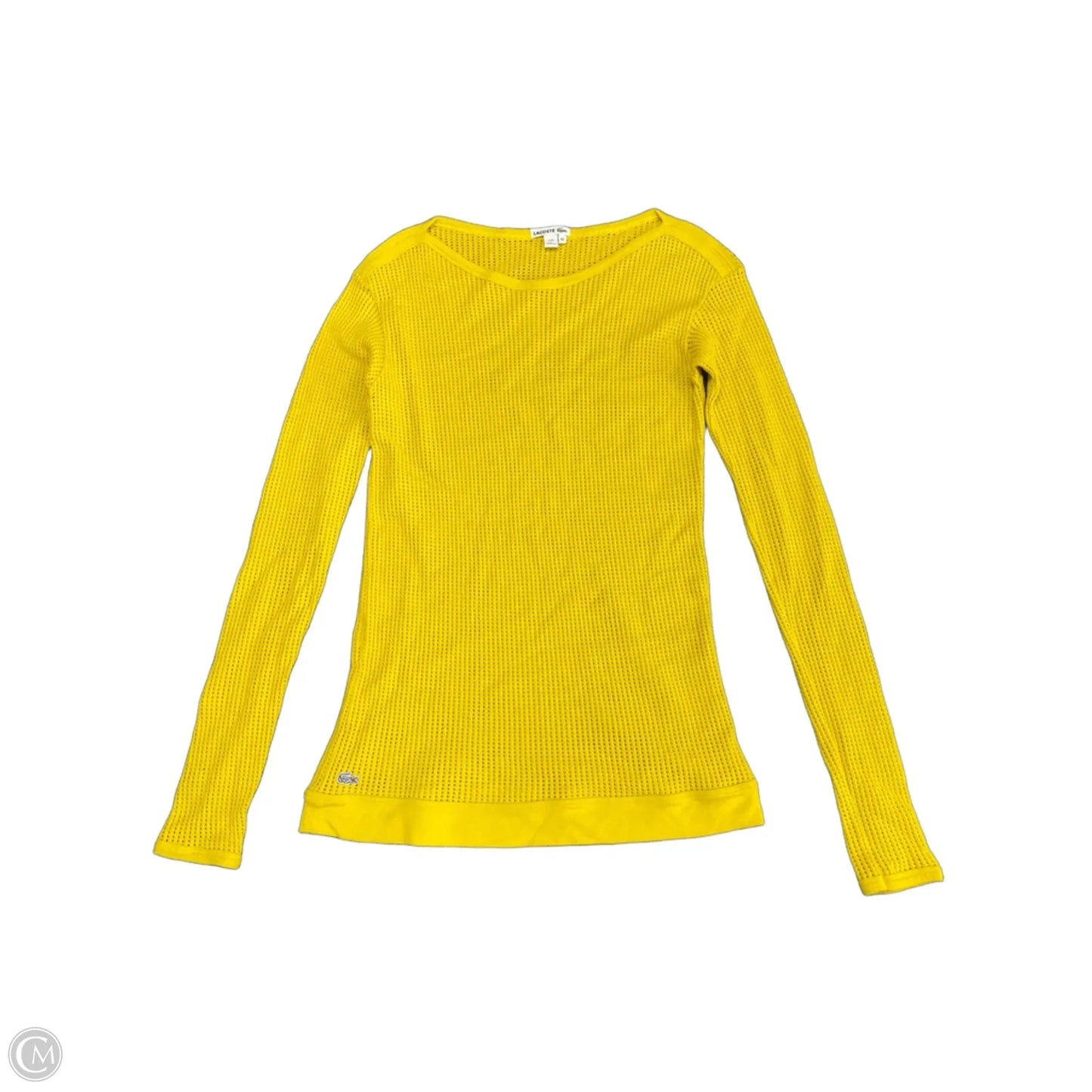 Top Long Sleeve By Lacoste In Yellow, Size: S