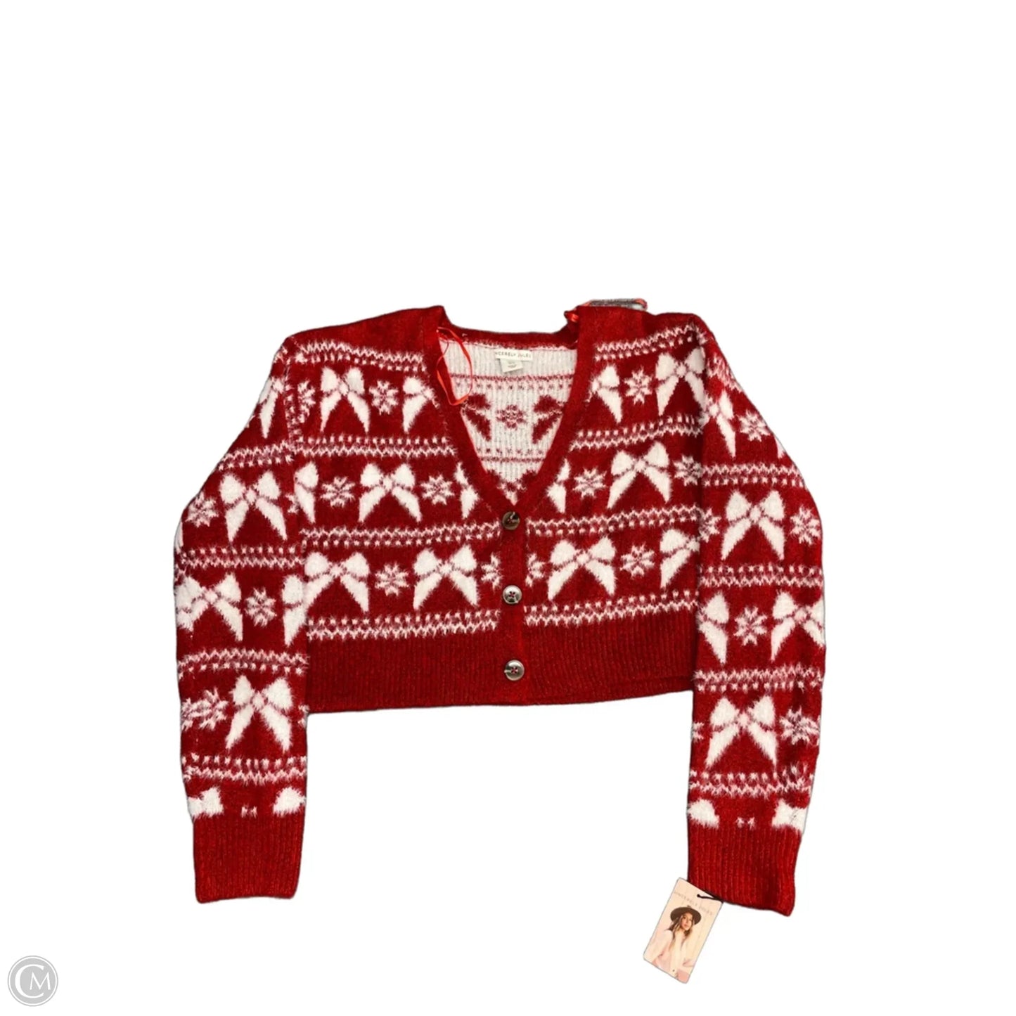 Sweater Cardigan By Sincerely Jules In Red & White, Size: M