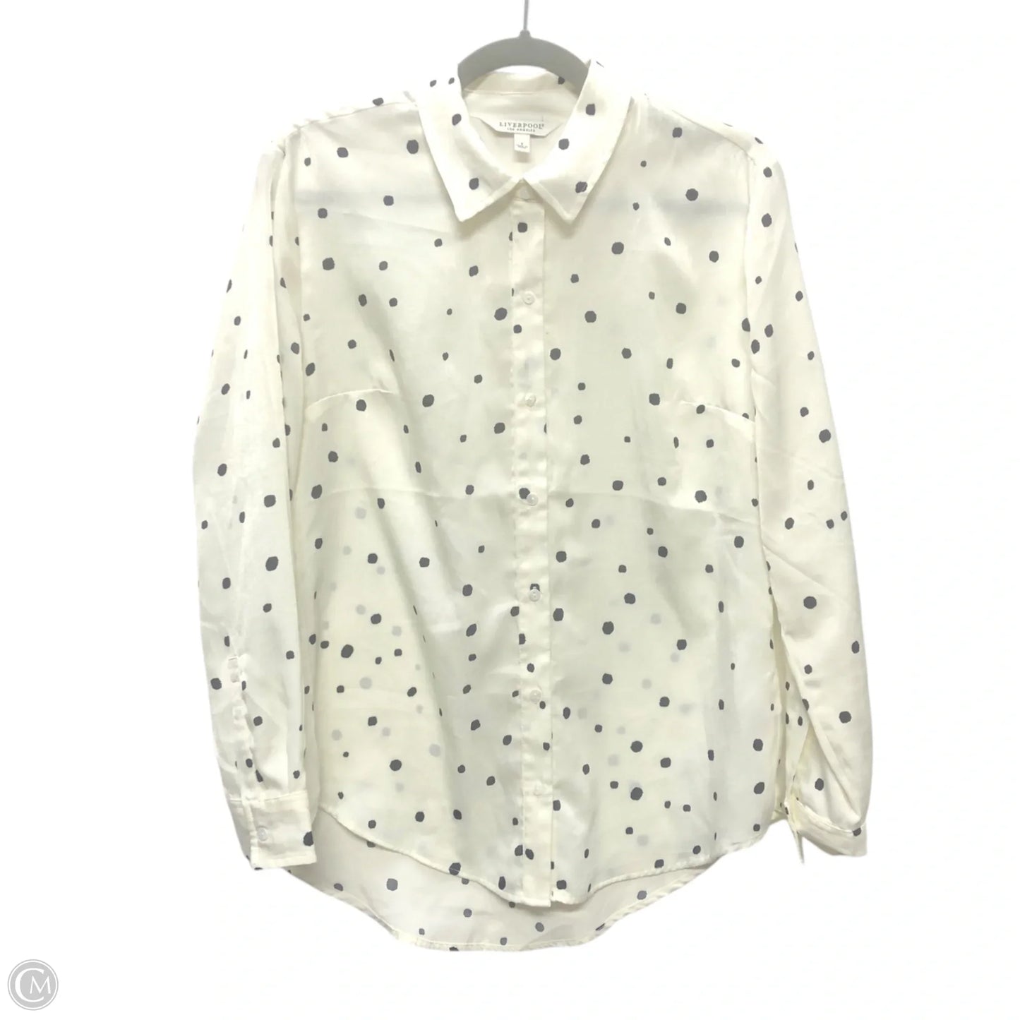 Blouse Long Sleeve By Liverpool In Black & Cream, Size: S