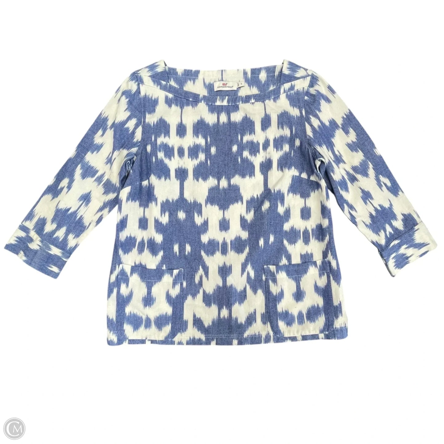 Tunic 3/4 Sleeve By Vineyard Vines In Blue & White, Size: S