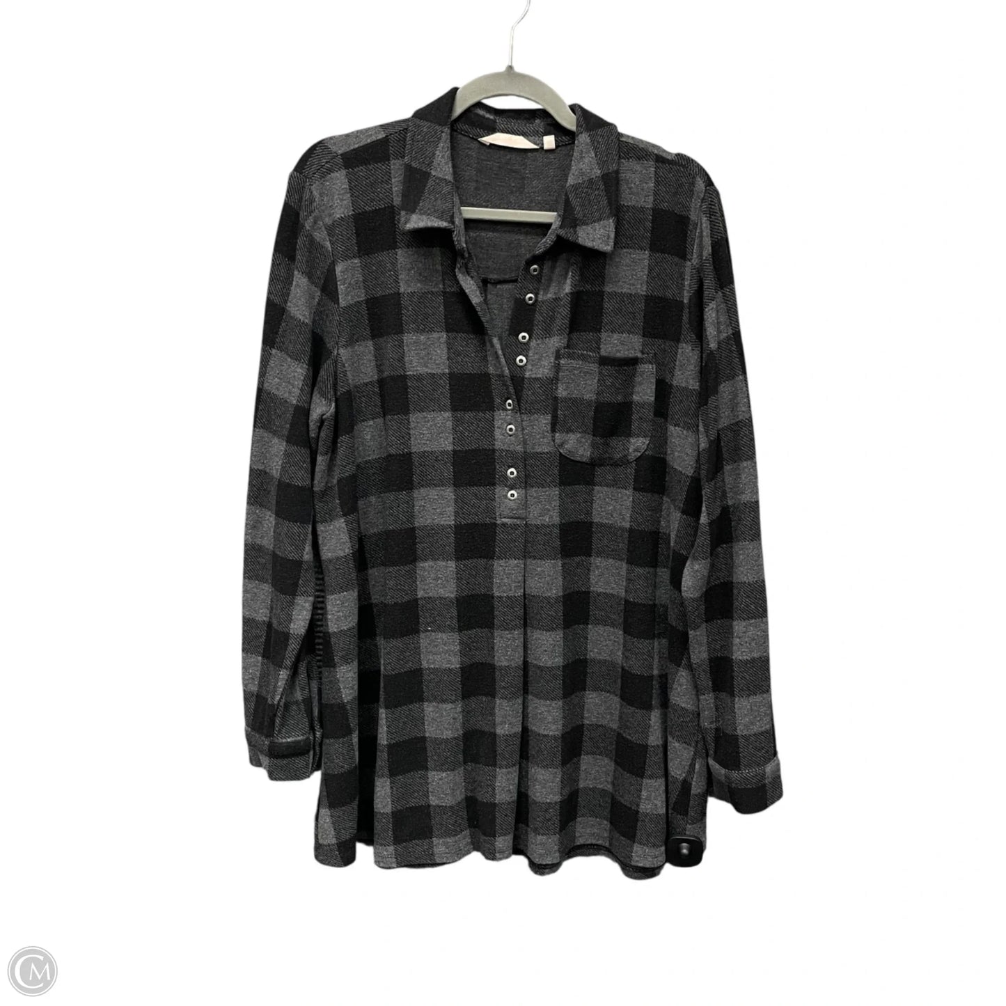 Tunic Long Sleeve By Soft Surroundings In Black & Grey, Size: Xl