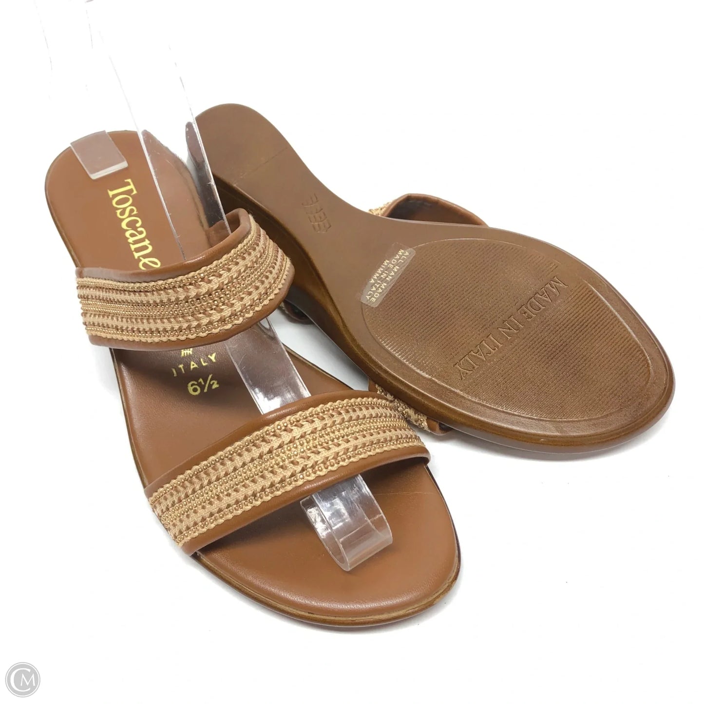 Sandals Heels Wedge By Clothes Mentor In Brown, Size: 6.5