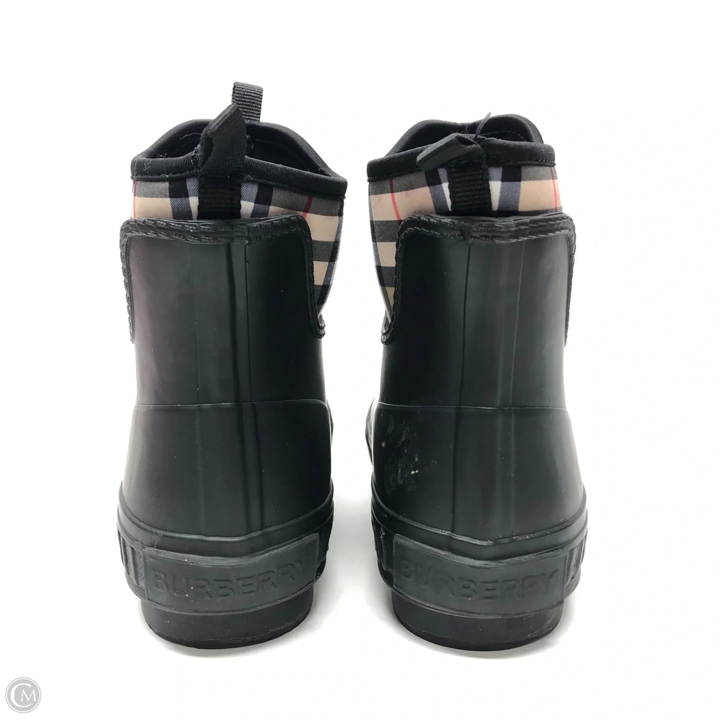 Boots Luxury Designer By Burberry In Black, Size: 8.5