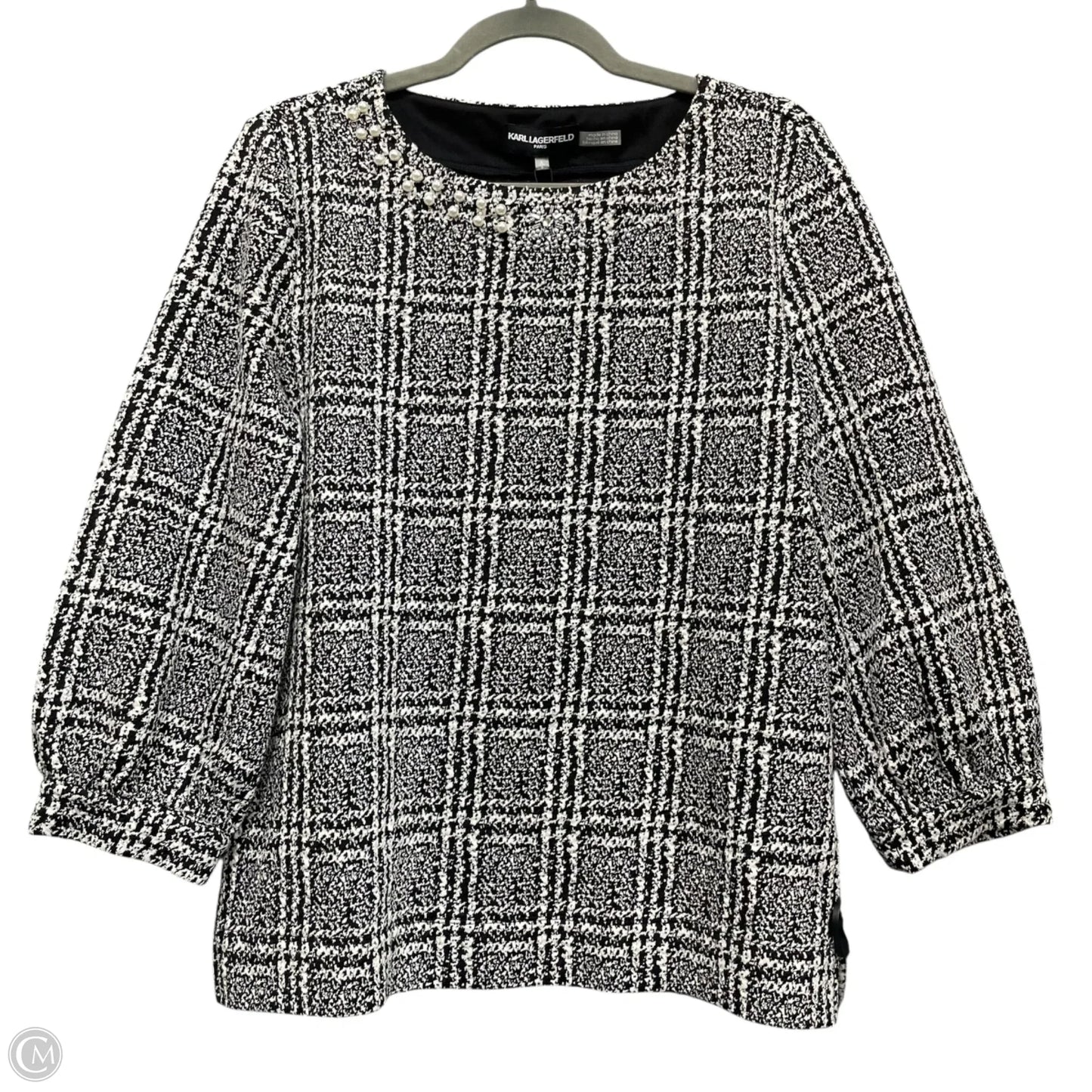 Sweater Designer By Karl Lagerfeld In Black & White, Size: S
