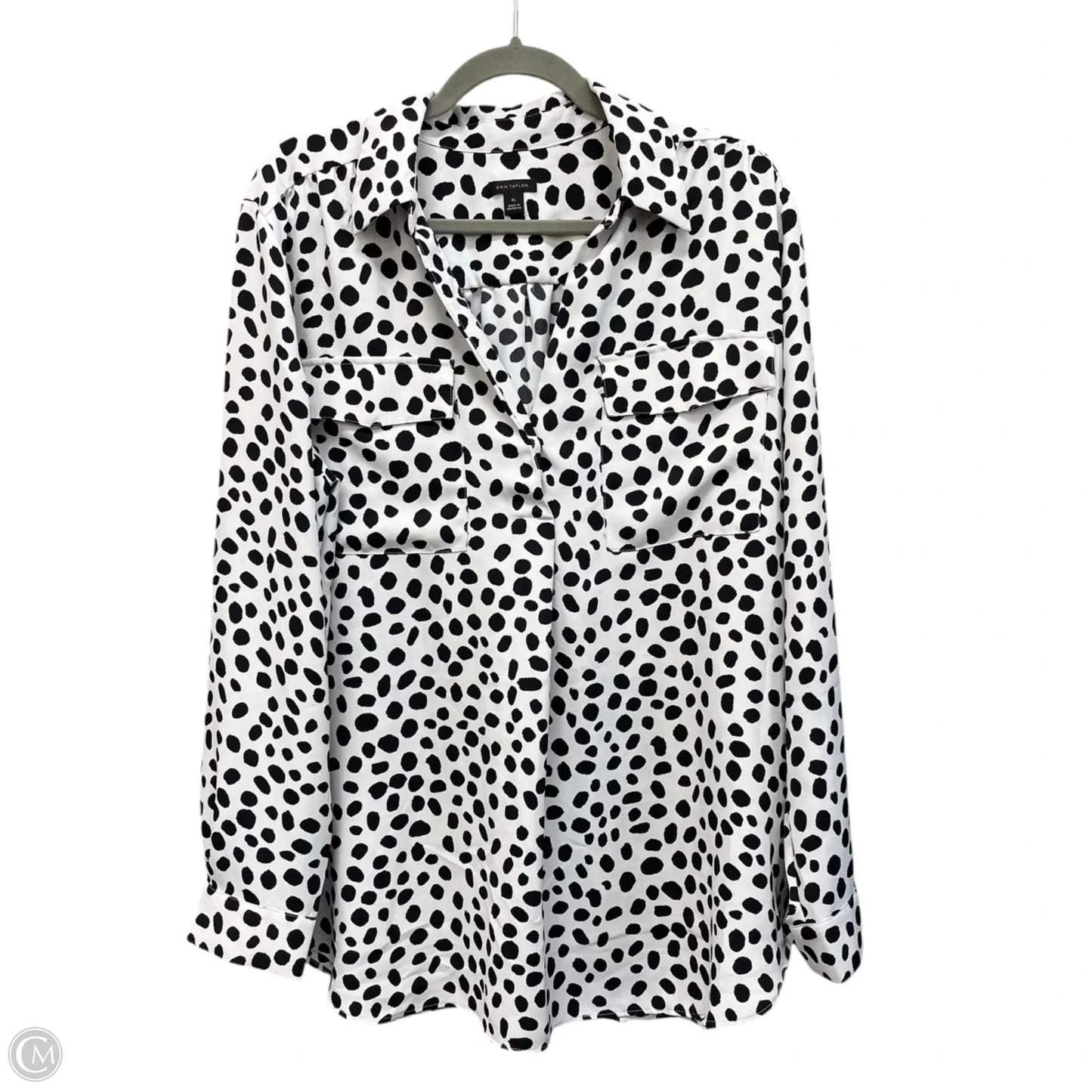 Top Long Sleeve By Ann Taylor In Black & White, Size: Xl
