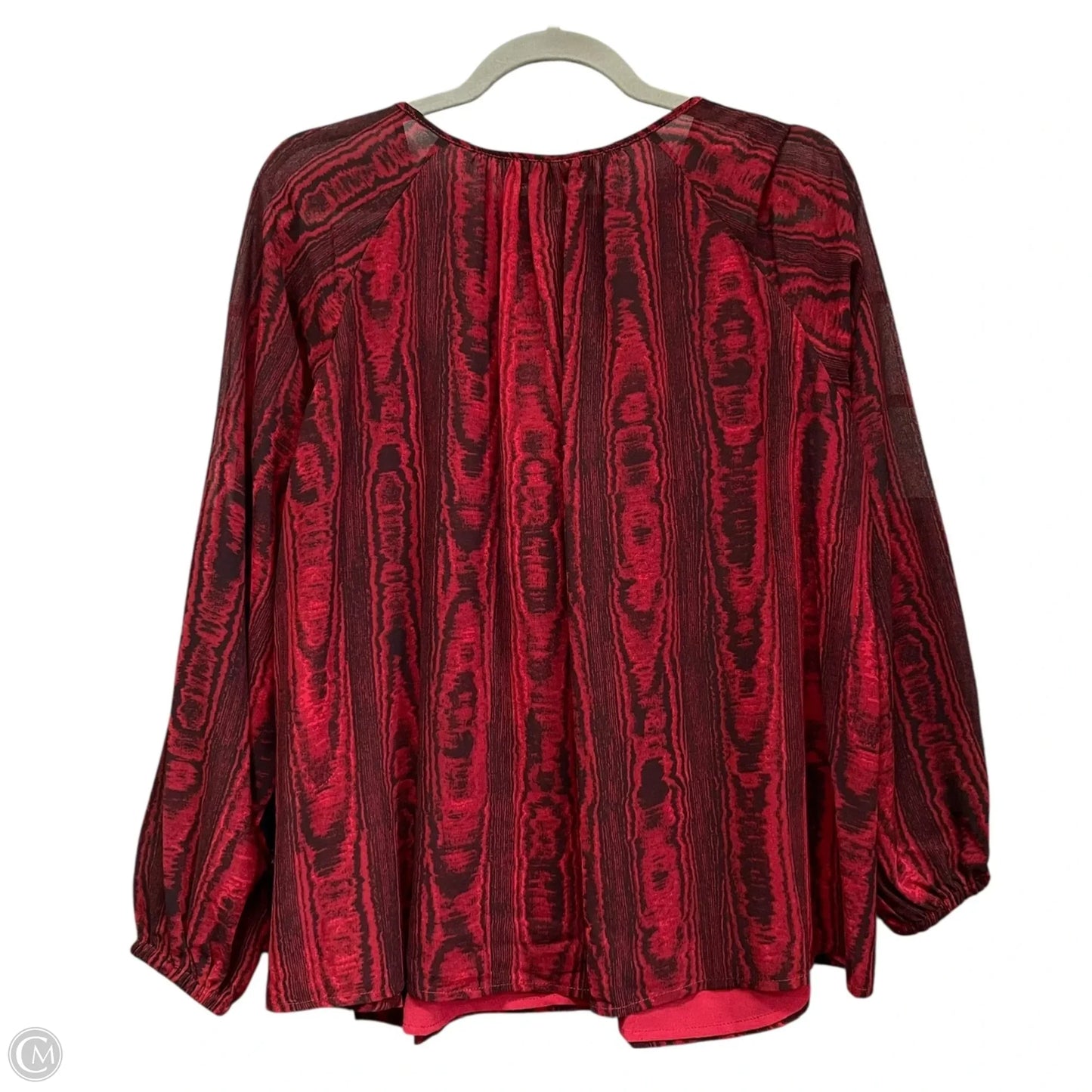 Blouse Long Sleeve By Michael By Michael Kors In Black & Red, Size: S