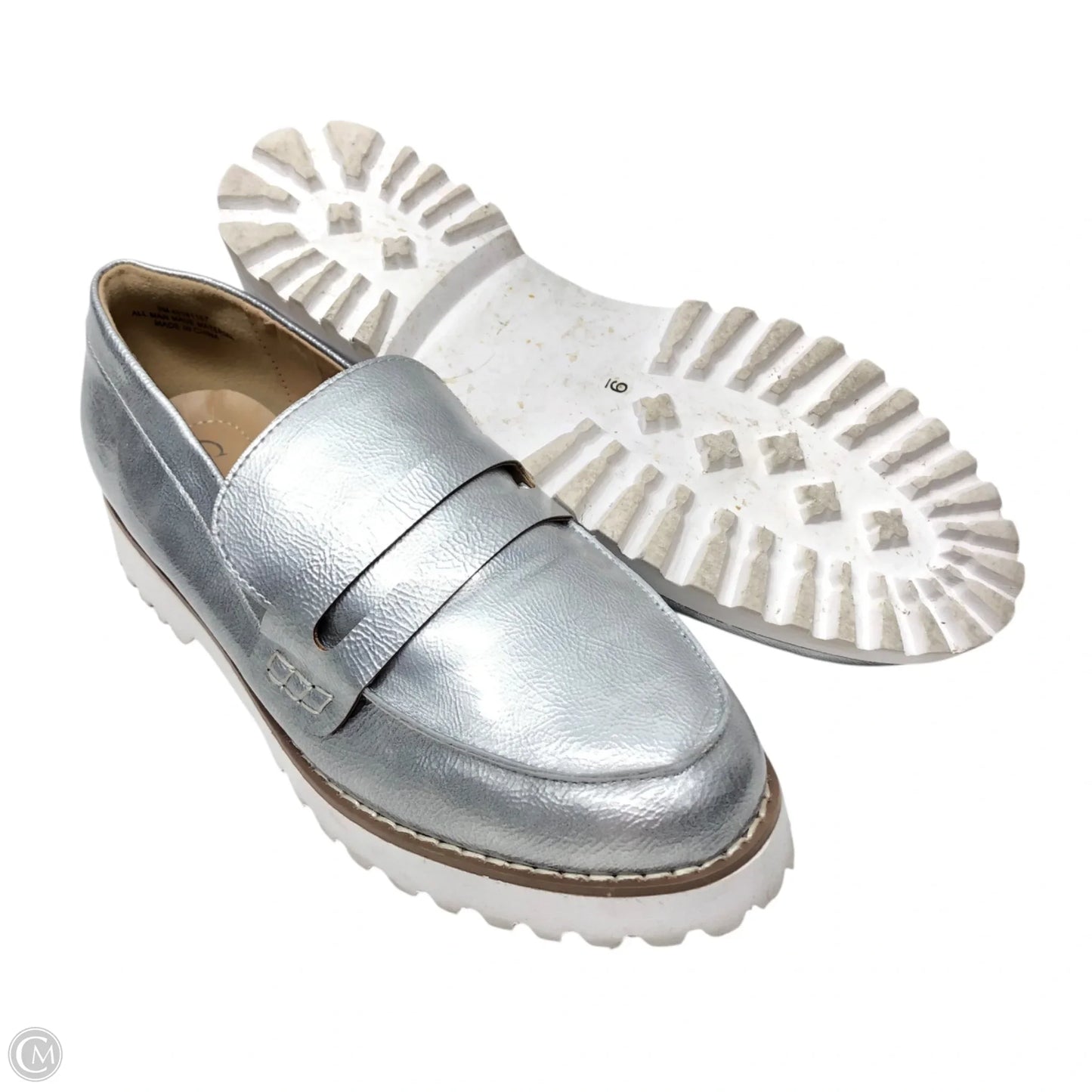Shoes Flats By Cato In Silver, Size: 9