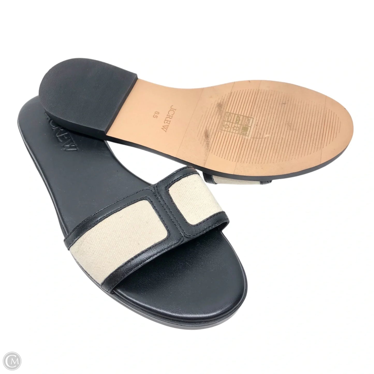 Sandals Flats By J. Crew In Black & Cream, Size: 6.5