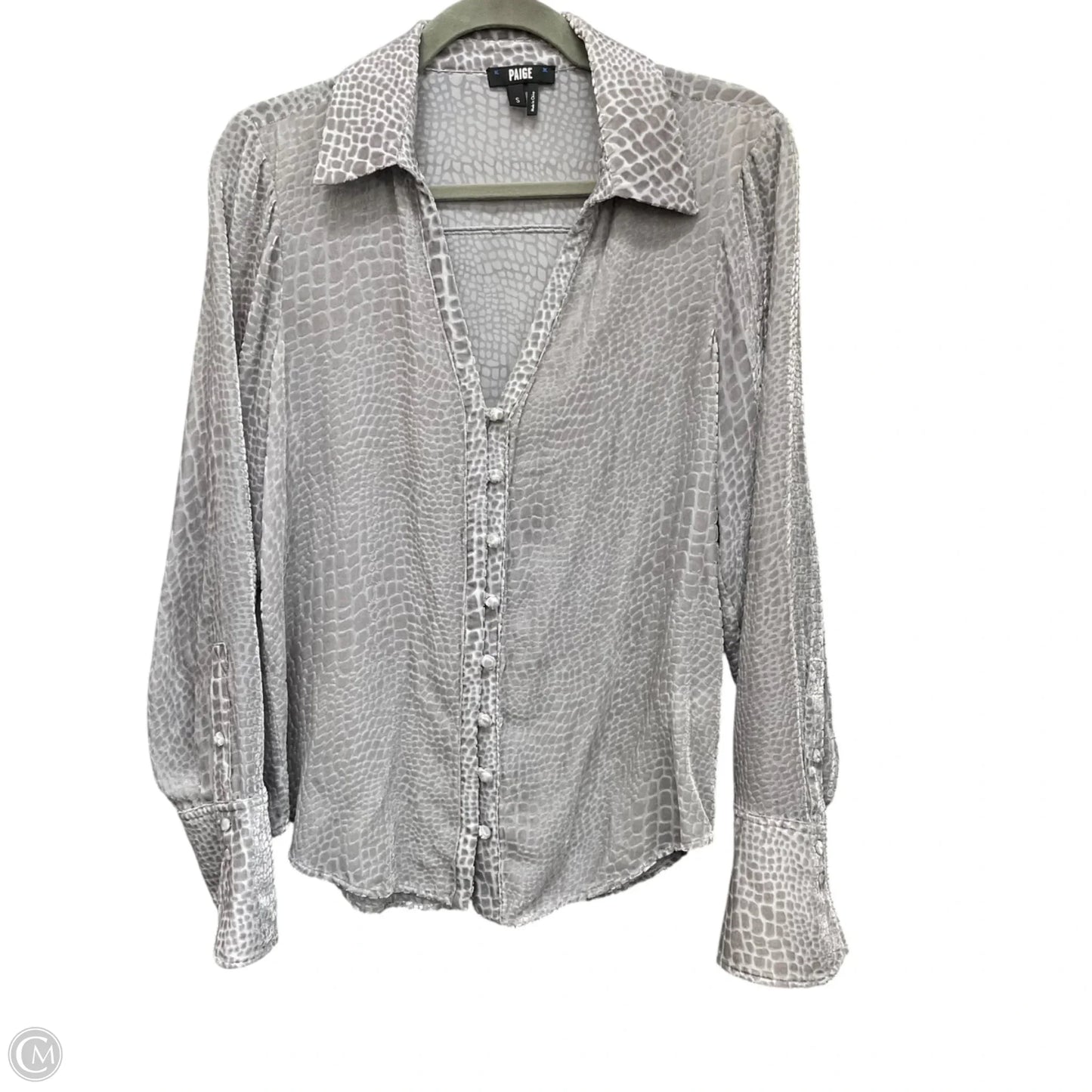 Blouse Long Sleeve By Paige In Grey, Size: S