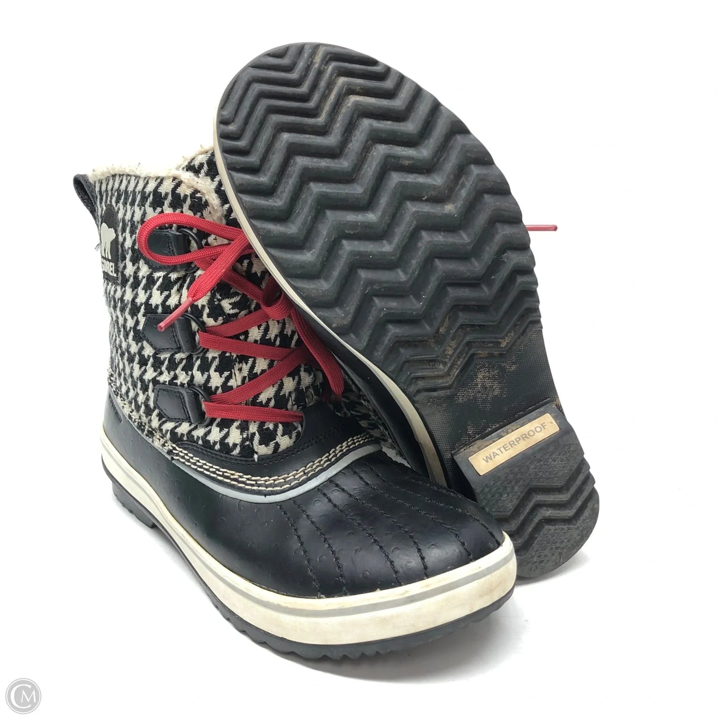 Boots Ankle Heels By Sorel In Black & Cream, Size: 9