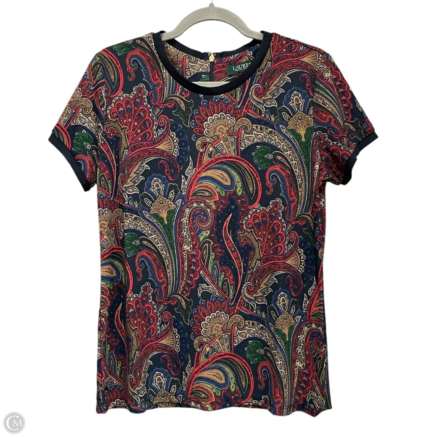 Top Short Sleeve By Lauren By Ralph Lauren In Blue & Red, Size: L