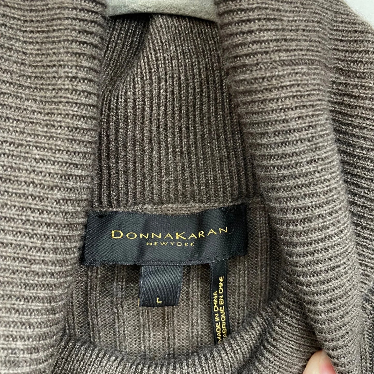 Dress Sweater By Donna Karan In Brown, Size: L