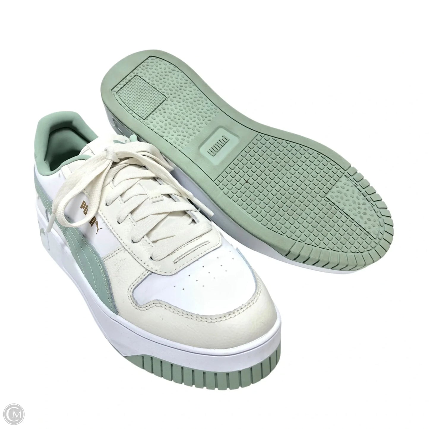 Shoes Sneakers By Puma In Green & White, Size: 8.5