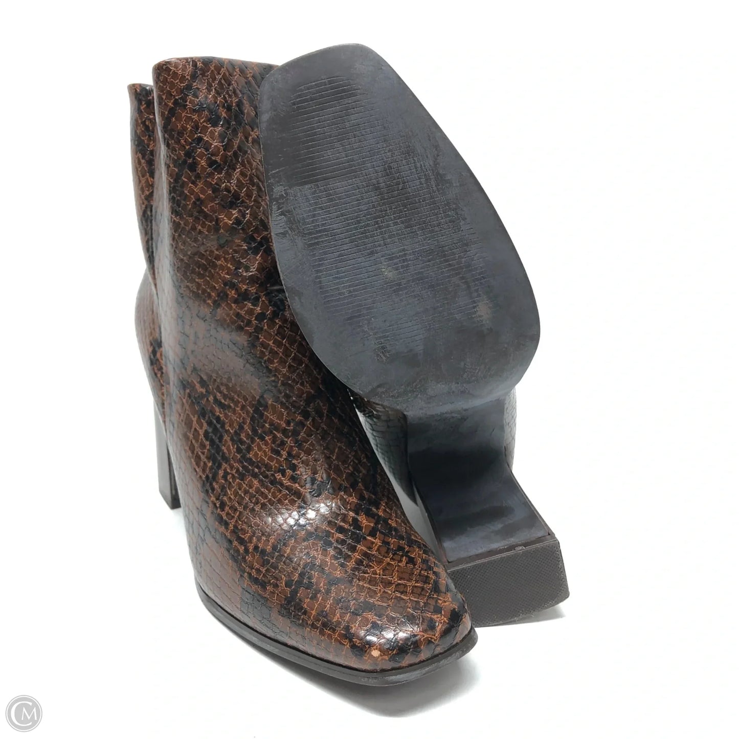 Boots Ankle Heels By Just Fab In Brown, Size: 10