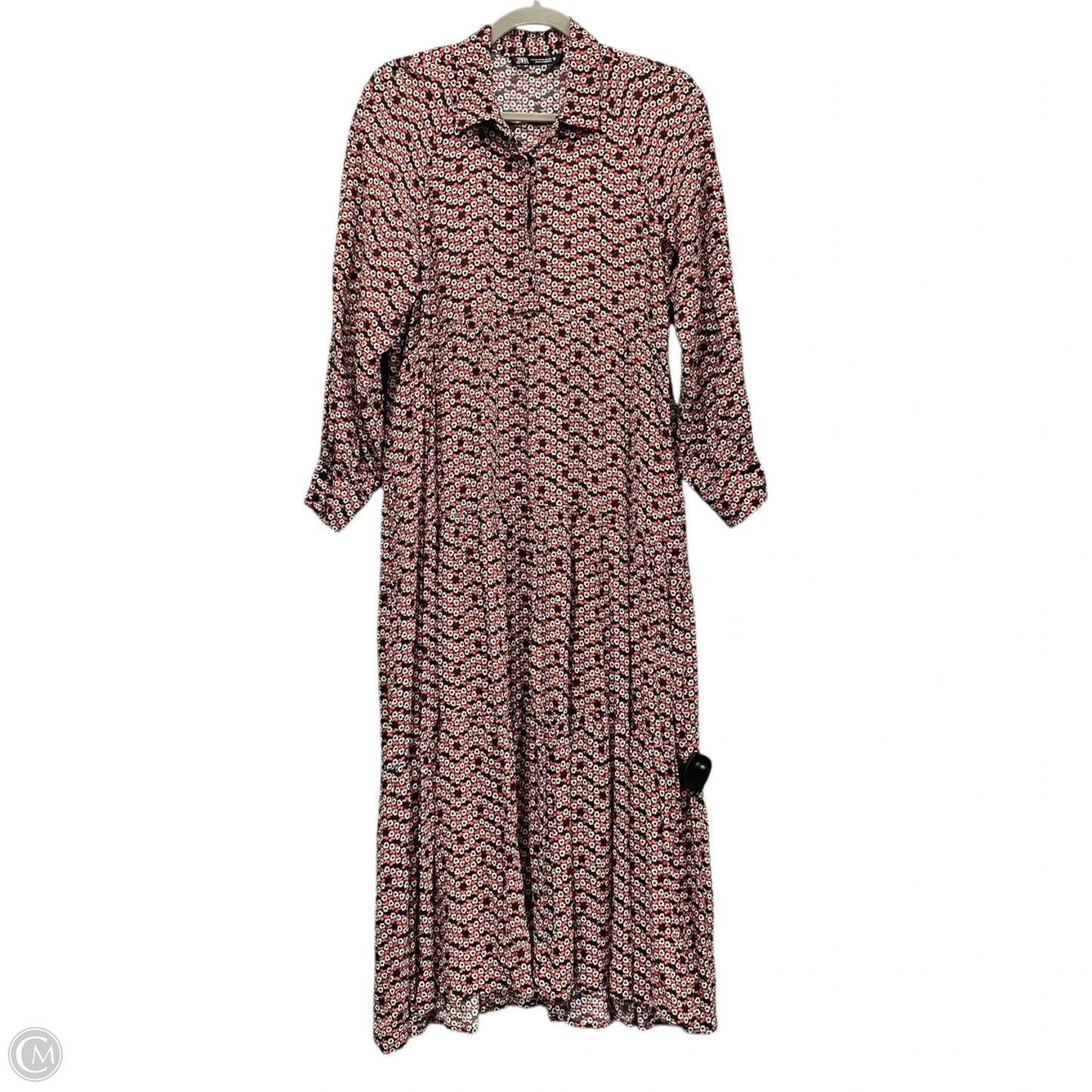 Dress Casual Midi By Zara In Black & Orange, Size: Xs