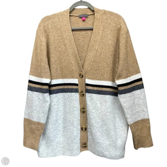 Sweater Cardigan By Vince Camuto In Grey & Tan, Size: M