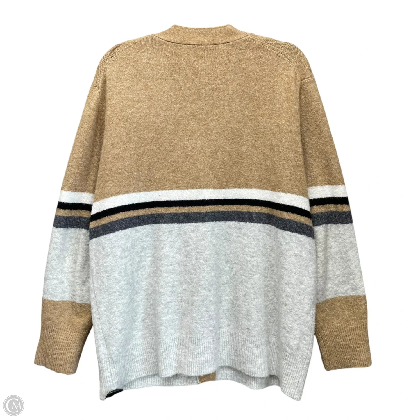 Sweater Cardigan By Vince Camuto In Grey & Tan, Size: M