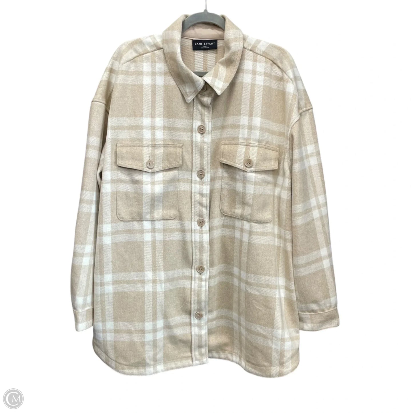 Jacket Shirt By Lane Bryant In Cream & Tan, Size: 1x