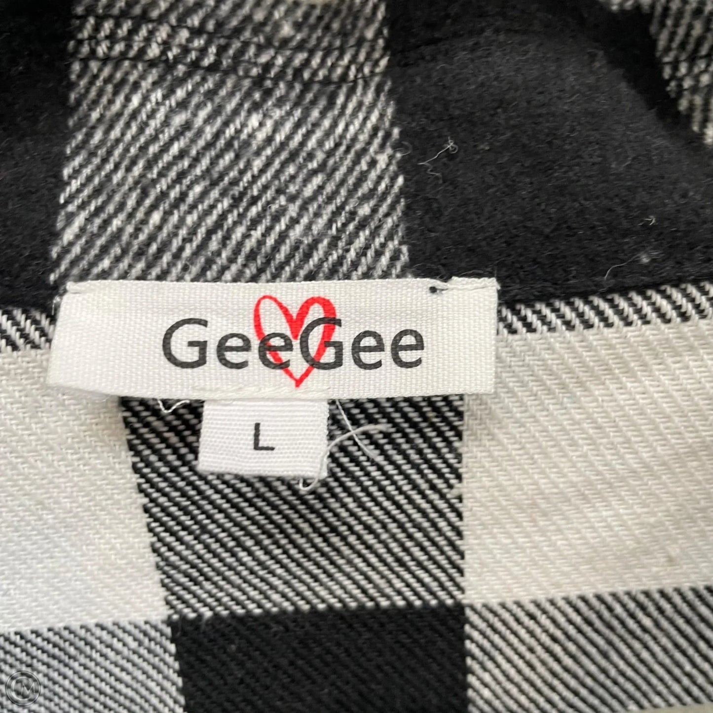 Jacket Shirt By Geegee In Black & White, Size: L