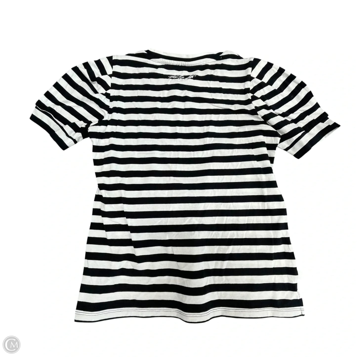 Top Short Sleeve Designer By Karl Lagerfeld In Black & White, Size: M