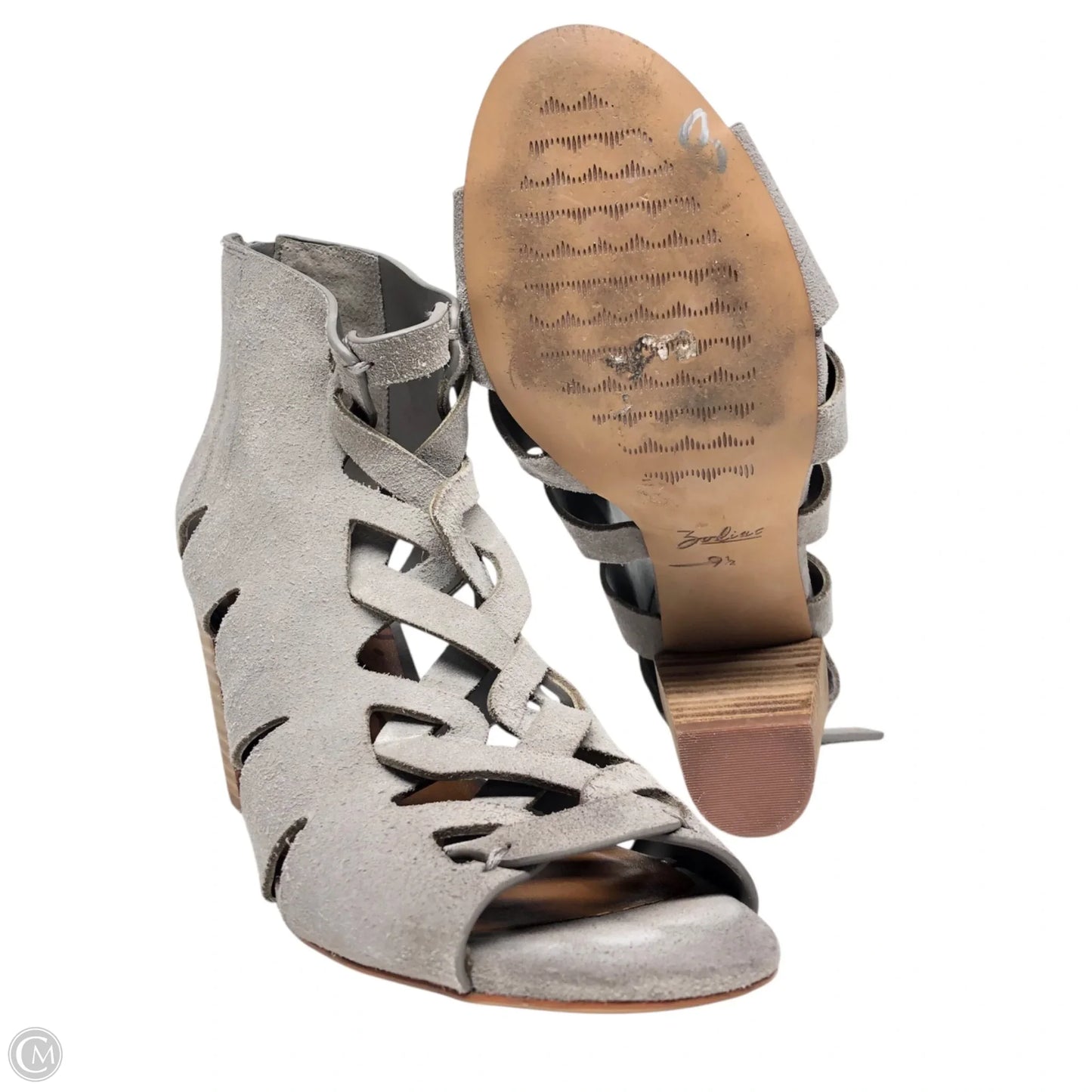 Shoes Heels Block By Zodiac In Grey, Size: 9.5