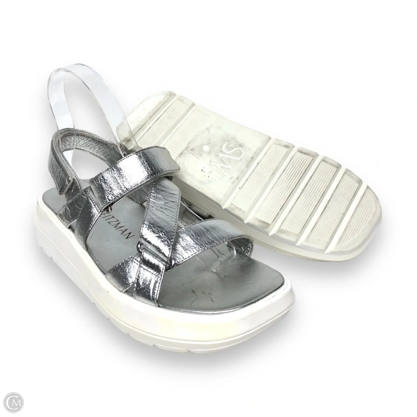 Sandals Designer By Stuart Weitzman In Silver, Size: 7
