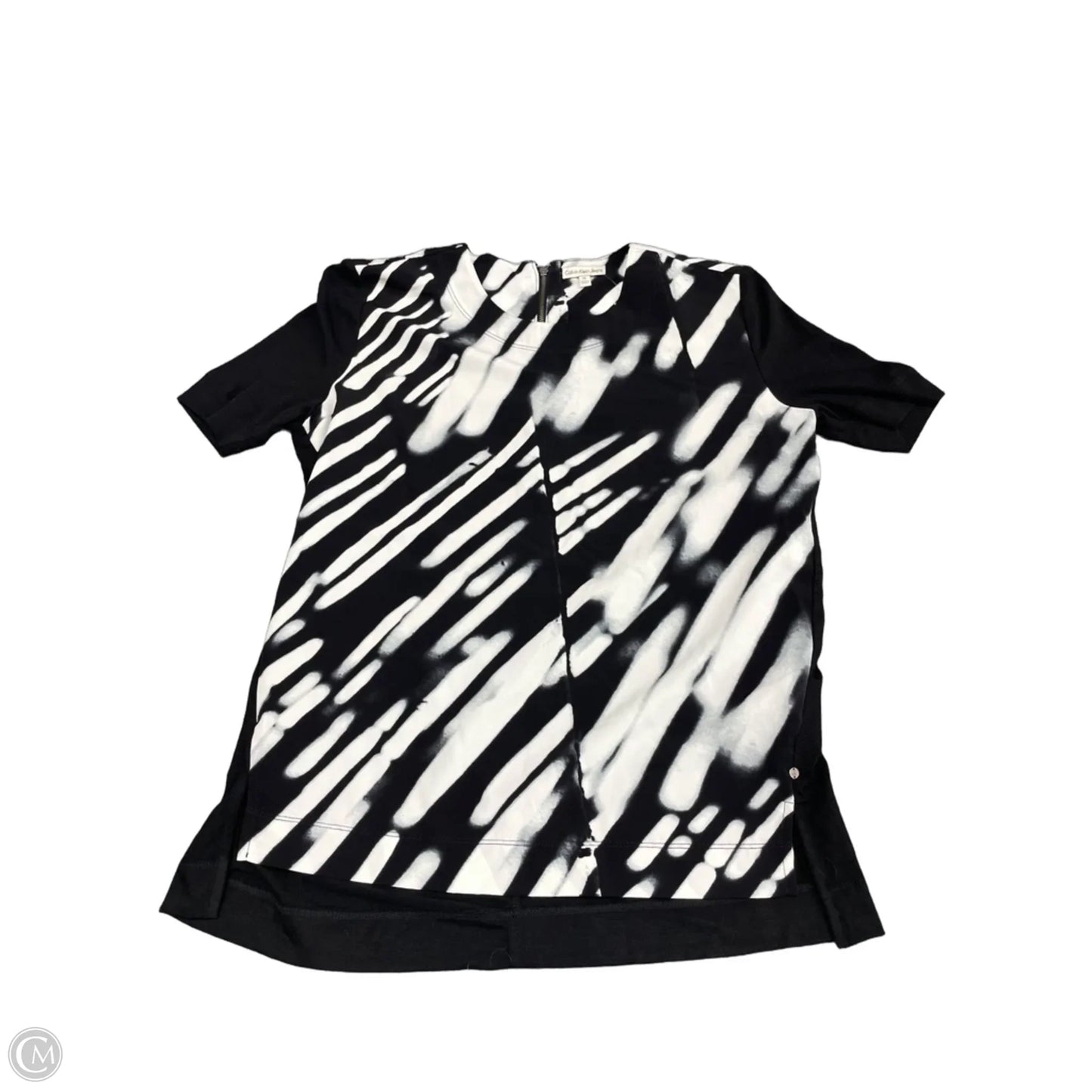 Top Short Sleeve By Calvin Klein In Black & White, Size: M