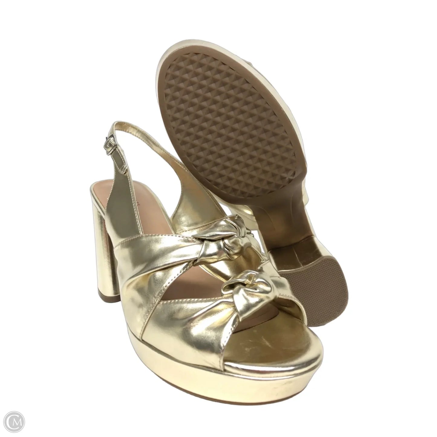 Sandals Heels Block By Aerosoles In Gold, Size: 11