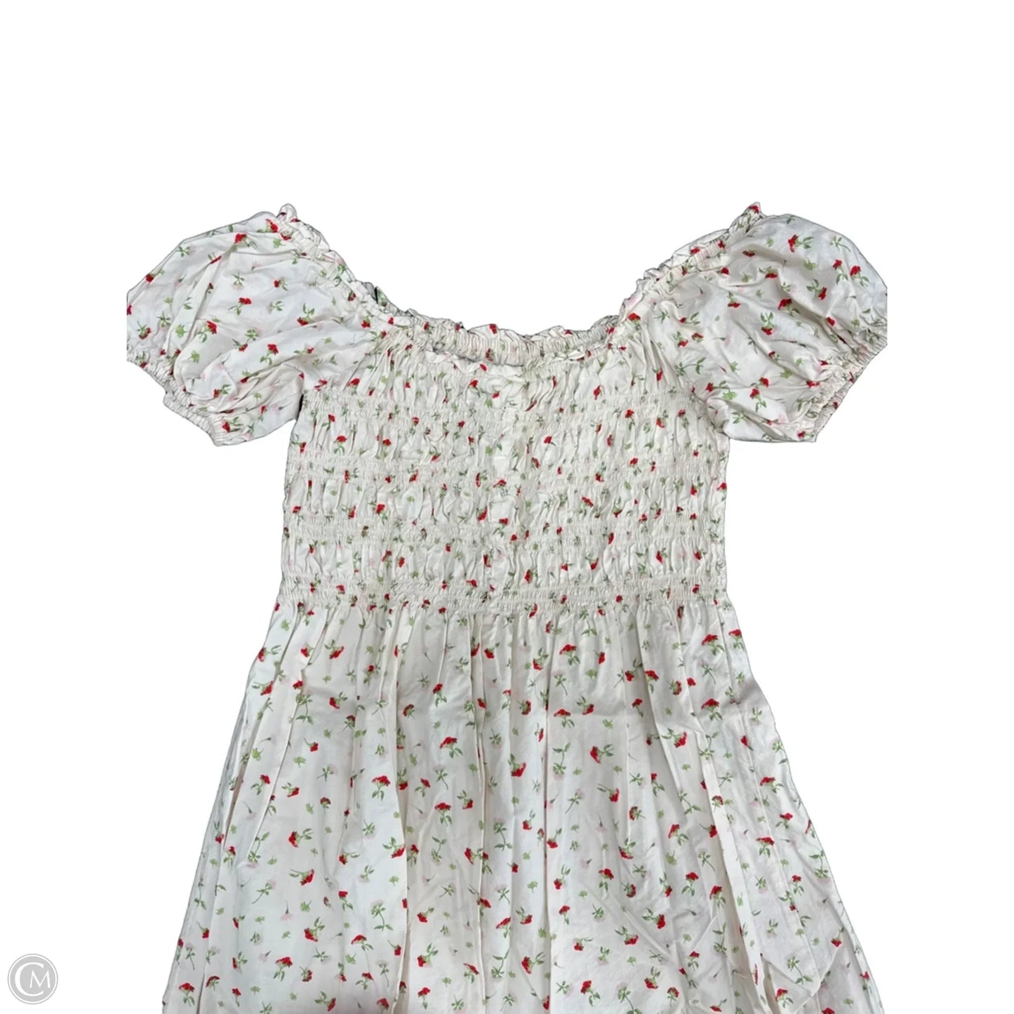 Dress Casual Midi By H&m In Cream & Red, Size: M