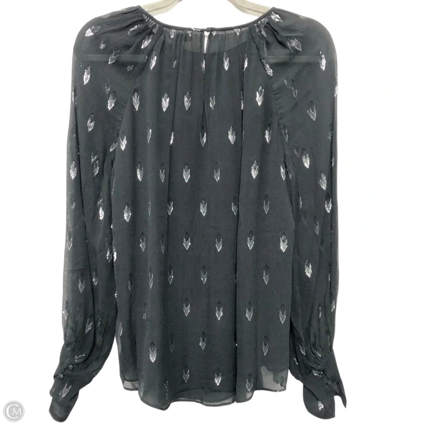 Blouse Long Sleeve By Joie In Black & Silver, Size: S