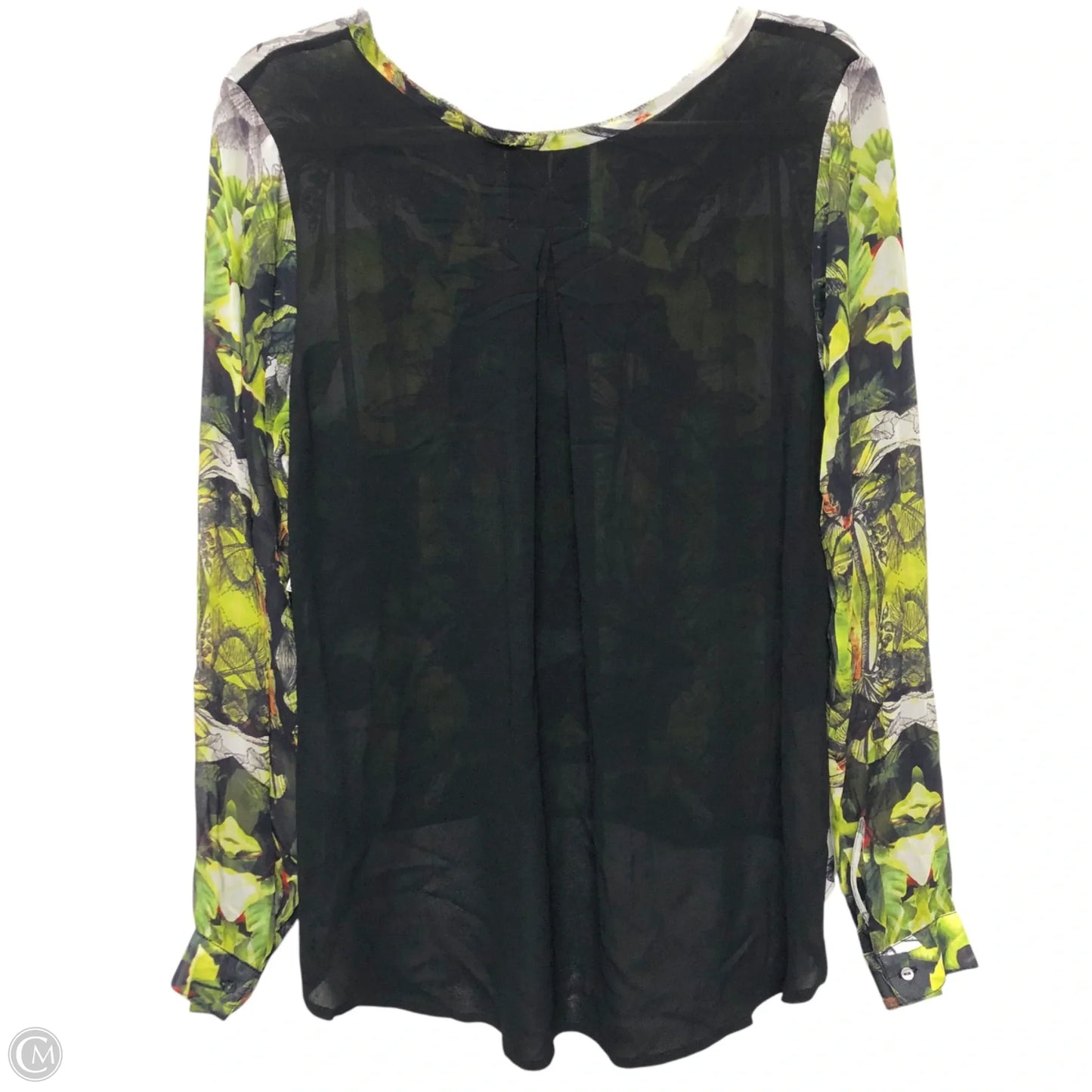Top Long Sleeve By Nicole Miller In Black & Green, Size: S