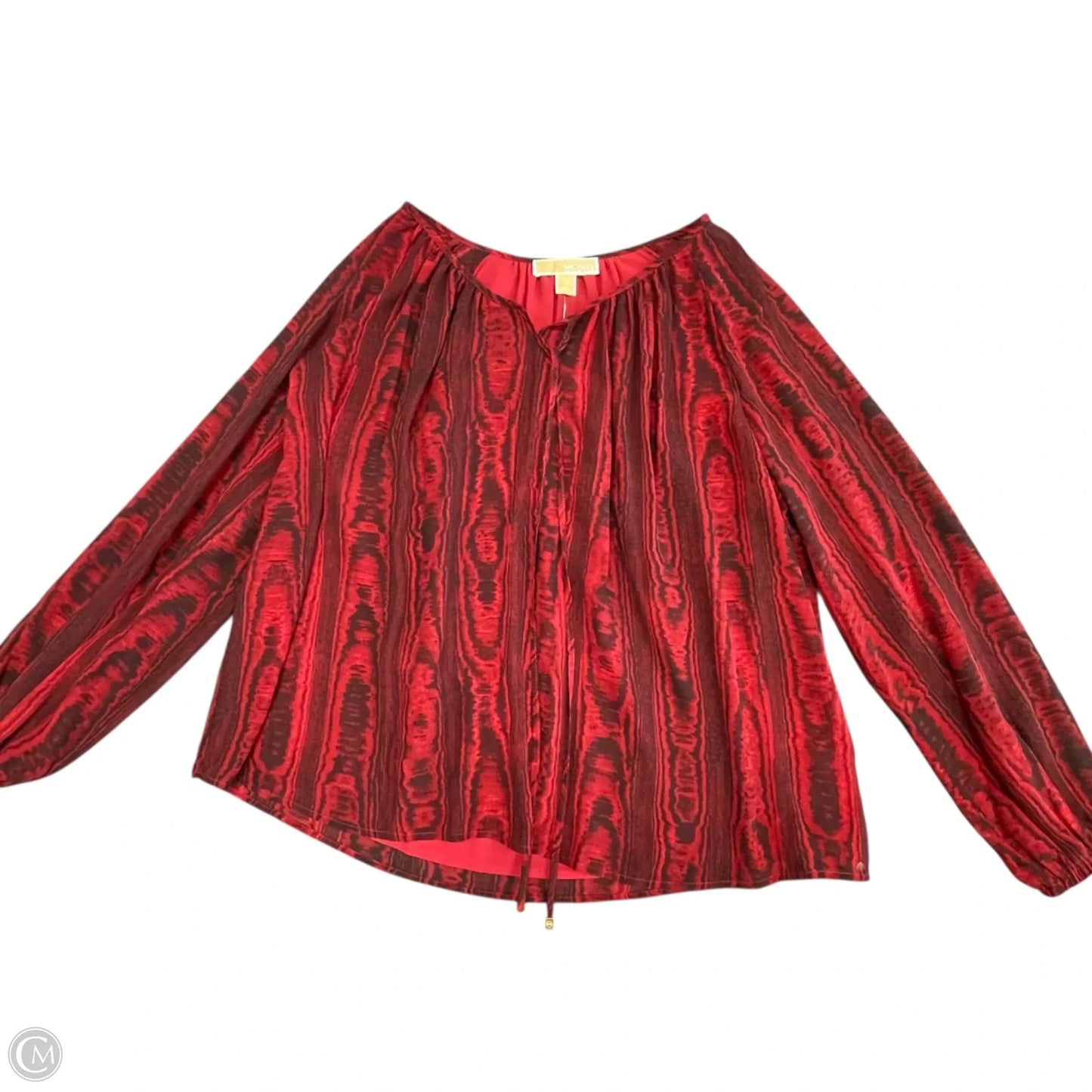 Blouse Long Sleeve By Michael By Michael Kors In Black & Red, Size: S
