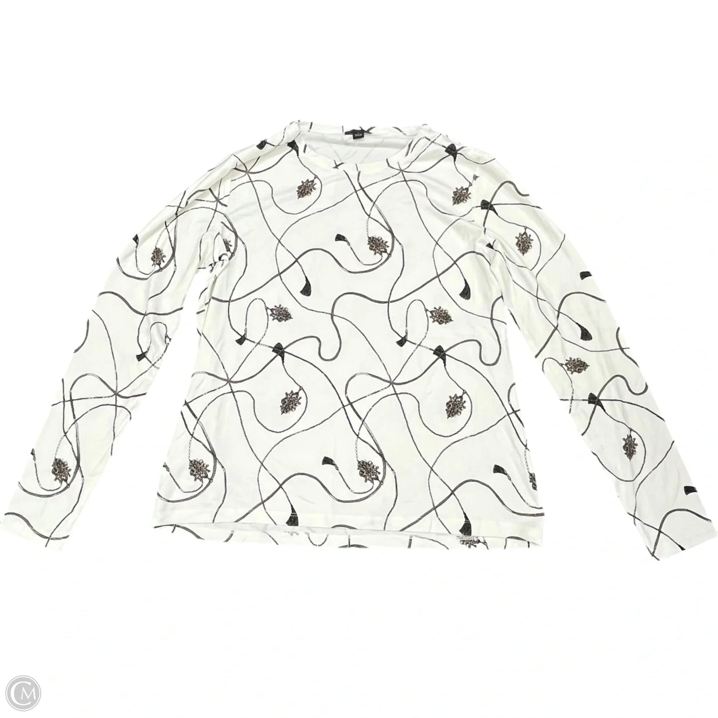 Top Long Sleeve Basic By Ann Taylor In Black & White, Size: M