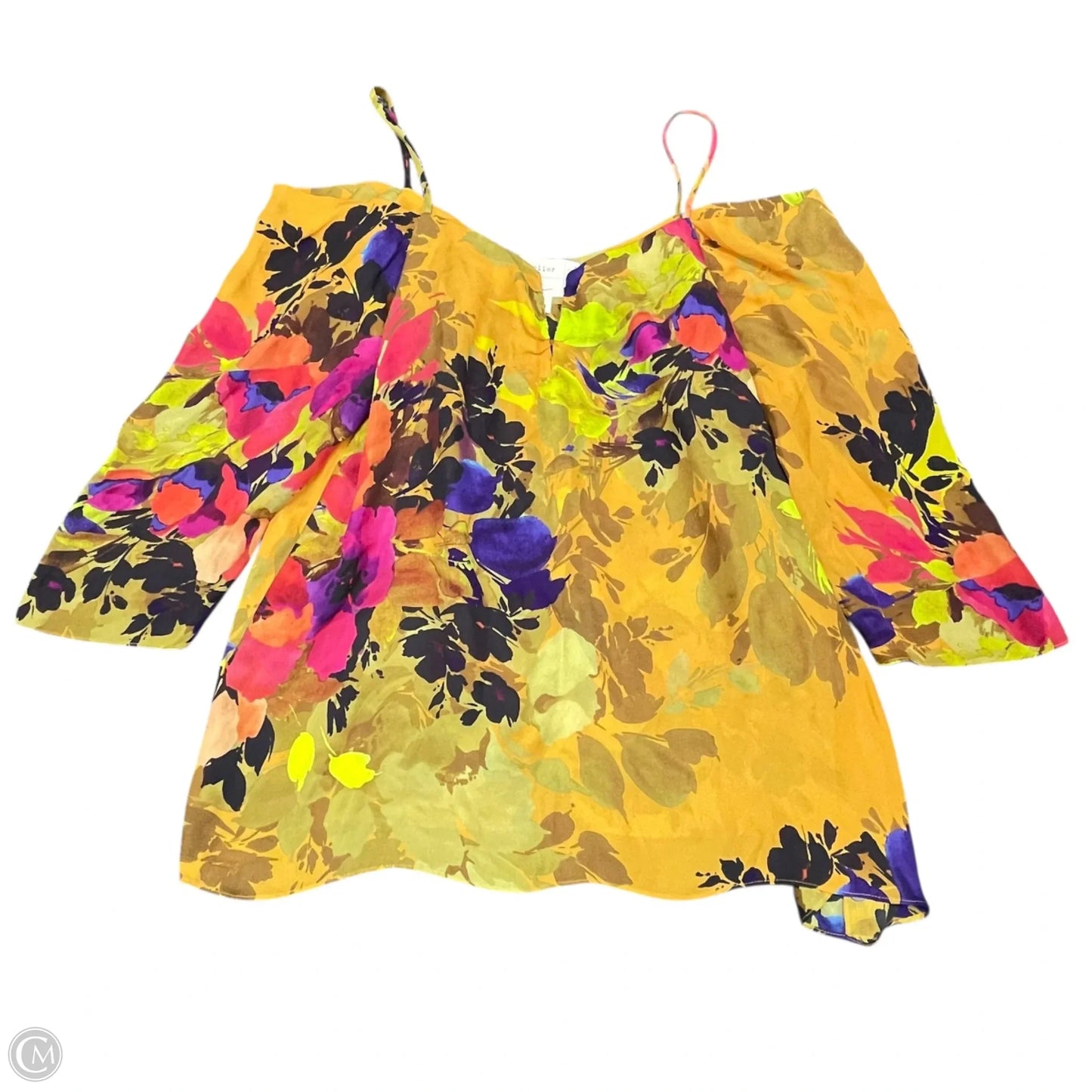 Blouse 3/4 Sleeve By Nicole Miller In Yellow, Size: M