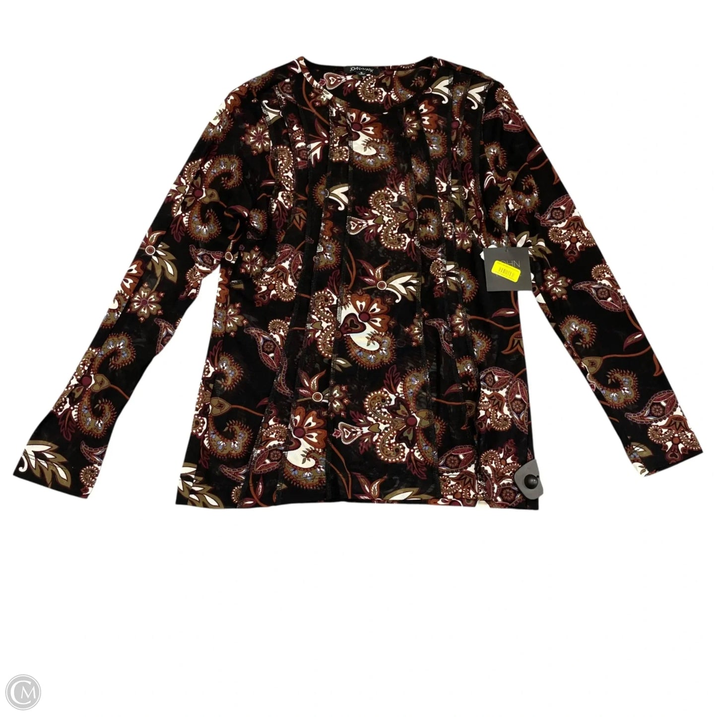 Top Long Sleeve By John Mark In Black & Purple, Size: S