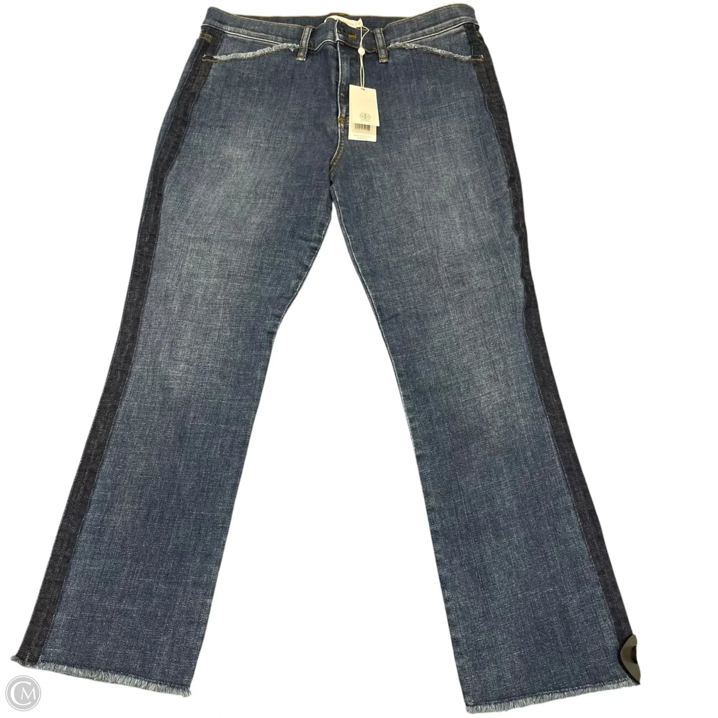 Jacket Designer By Tory Burch In Blue Denim, Size: 10