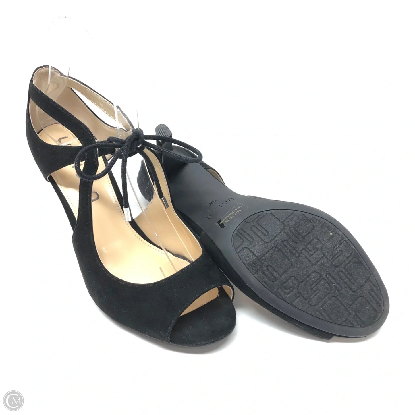 Sandals Heels Stiletto By Unisa In Black, Size: 7.5