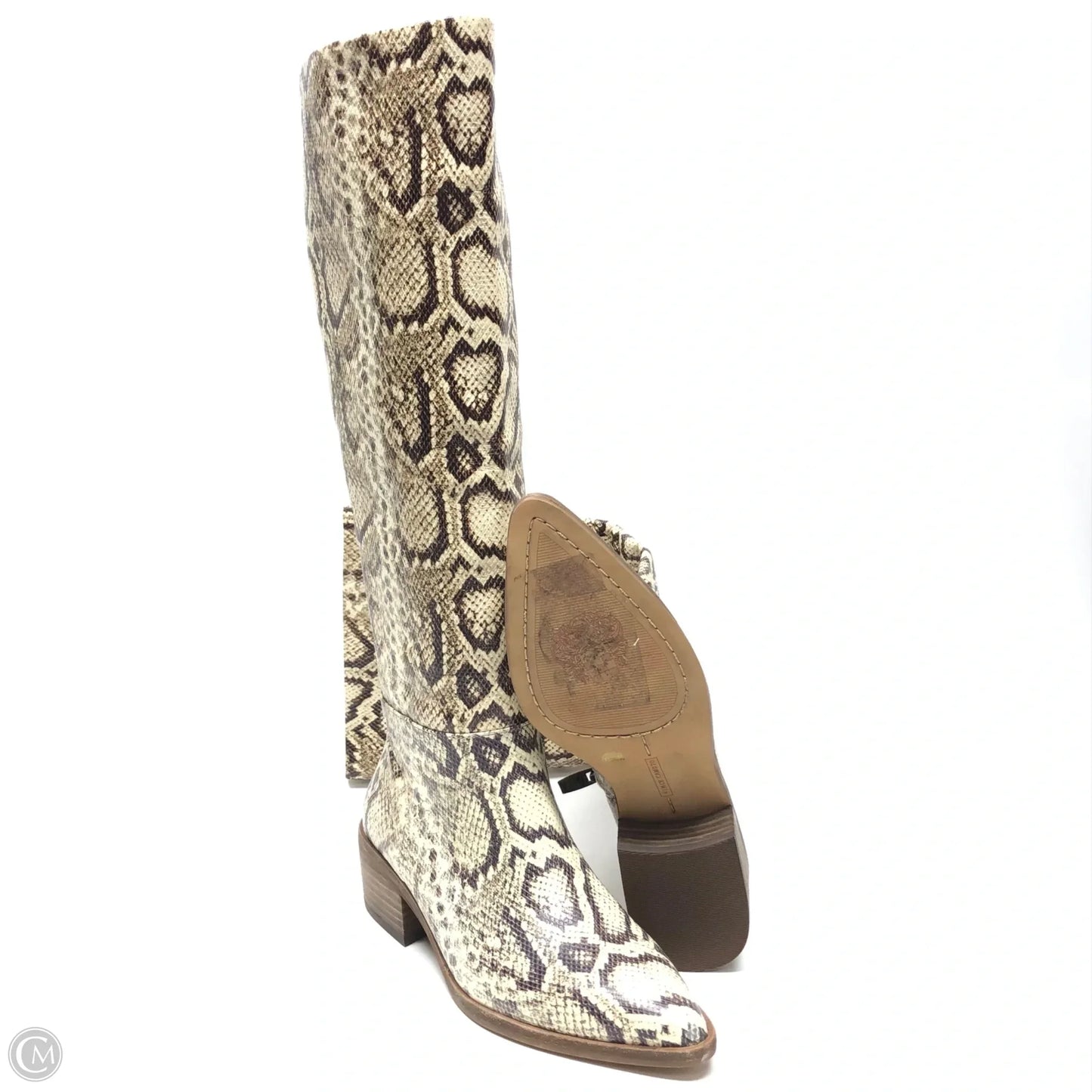 Boots Knee Heels By Vince Camuto In Snakeskin Print, Size: 5.5