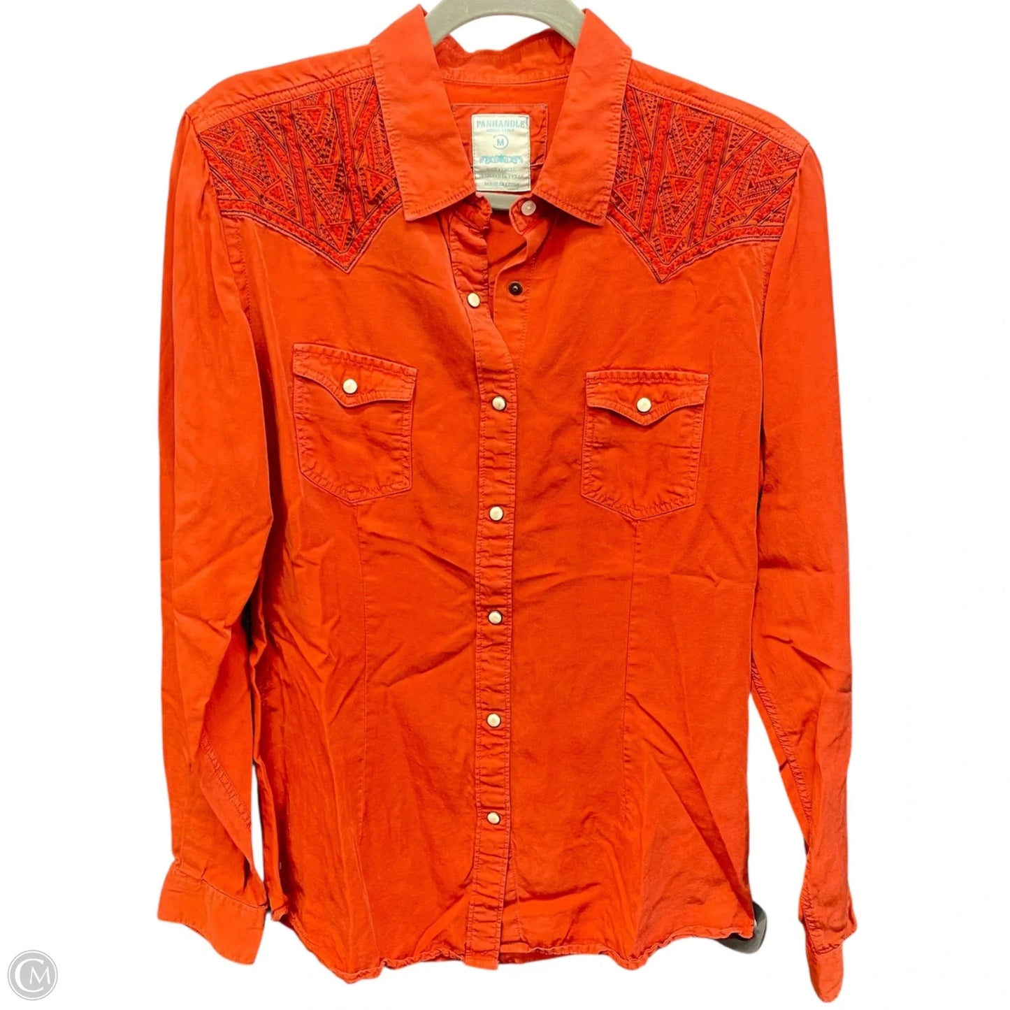 Top Long Sleeve By Cmc In Orange, Size: M
