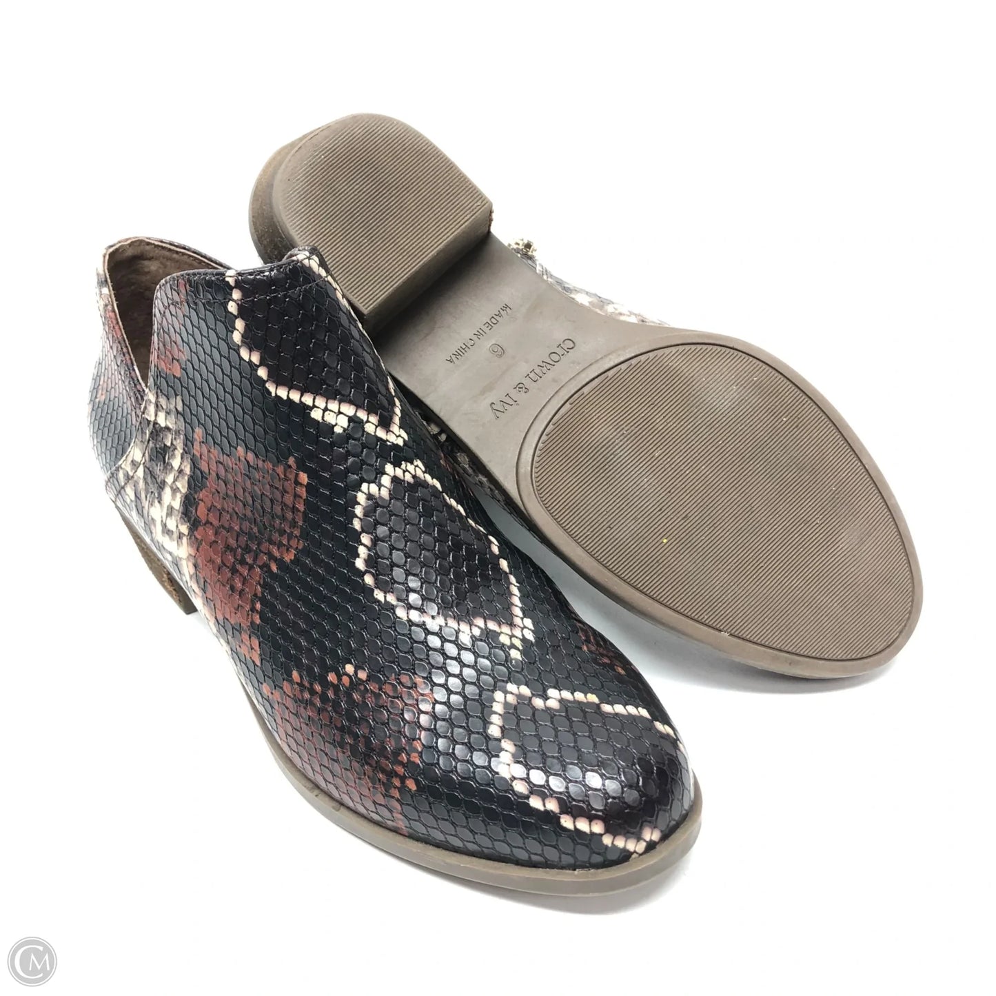 Boots Ankle Heels By Crown And Ivy In Black & Red, Size: 6