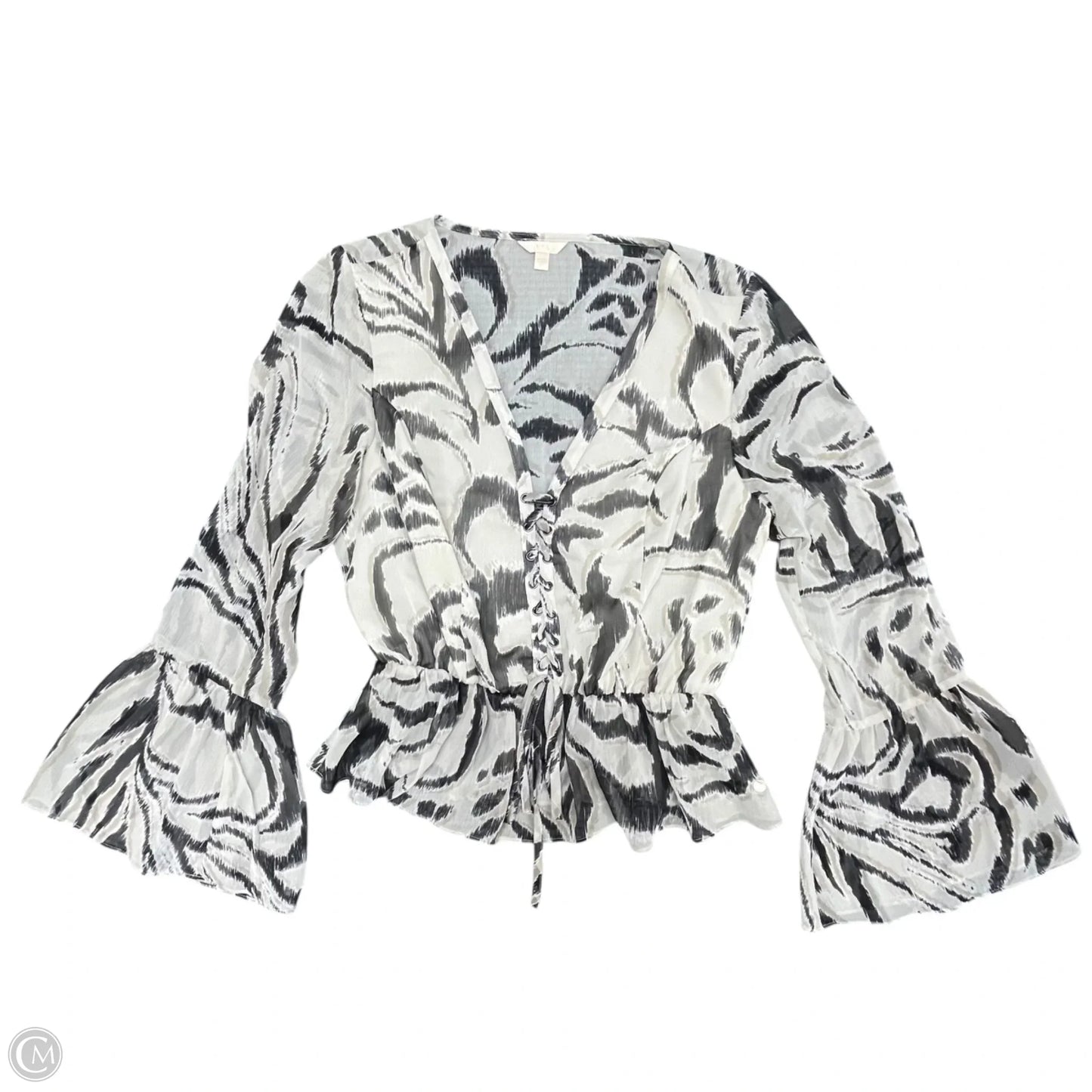 Blouse Long Sleeve By Guess In Grey, Size: S