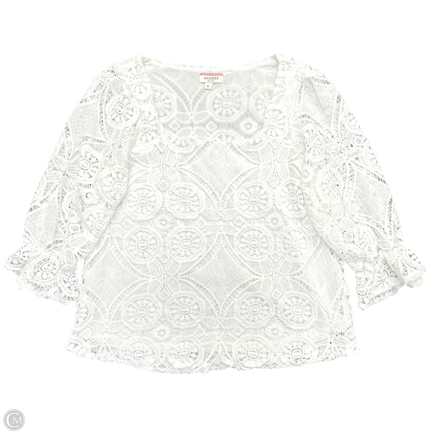 Blouse 3/4 Sleeve By Andree By Unit In White, Size: M