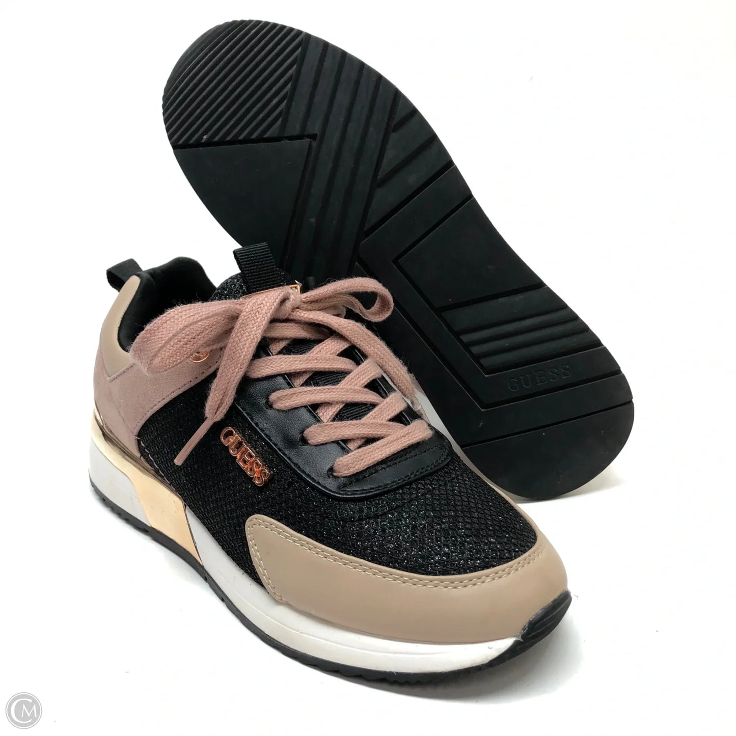Shoes Sneakers By Guess In Black & Pink, Size: 8