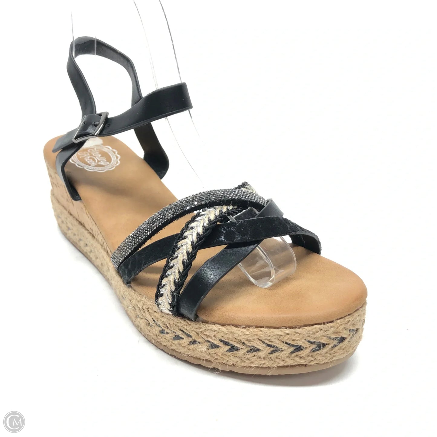 Sandals Heels Wedge By Clothes Mentor In Black & Tan, Size: 9
