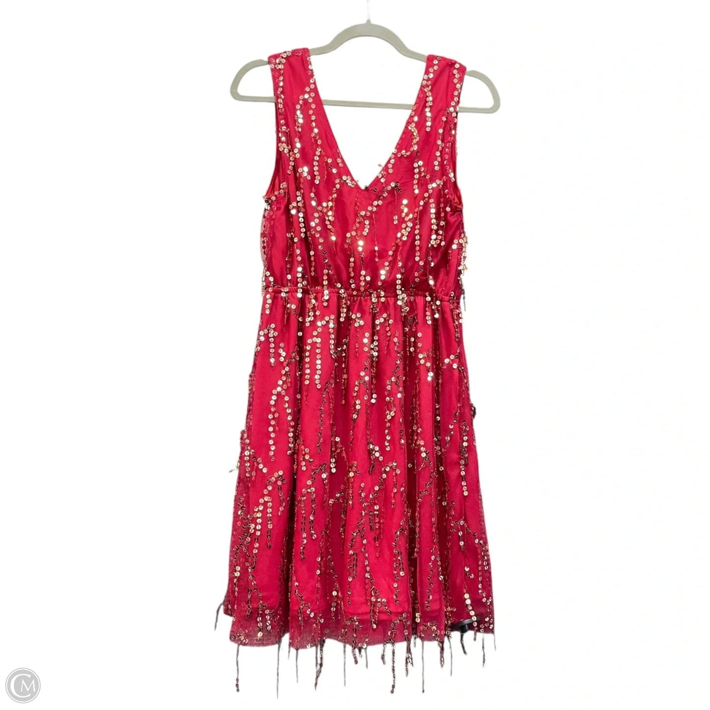 Dress Party Short By Clothes Mentor In Gold & Red, Size: L