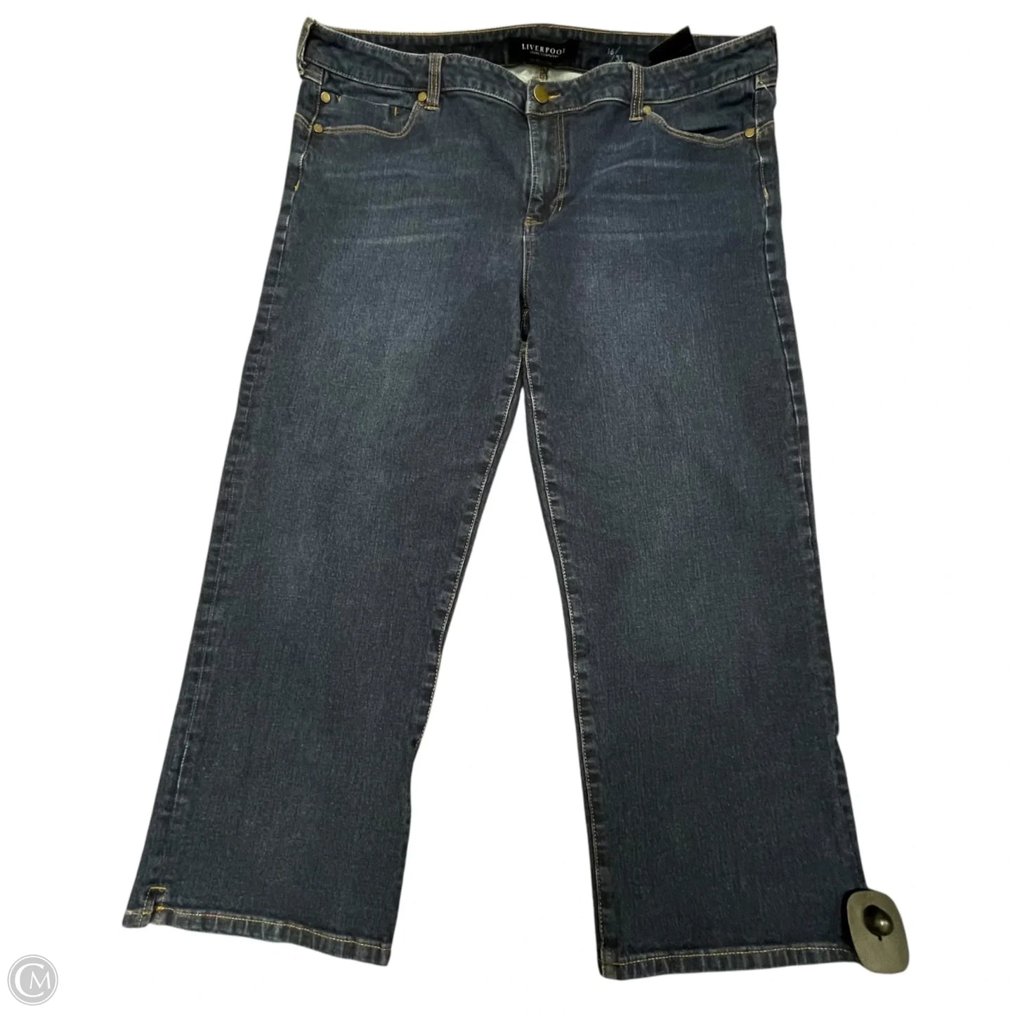 Jeans Cropped By Liverpool In Blue Denim, Size: 16