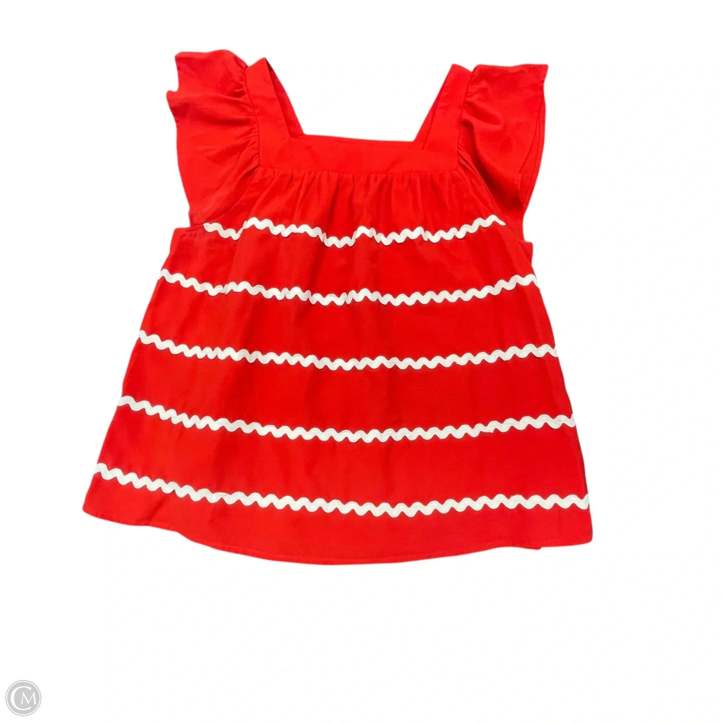 Blouse Short Sleeve By Entro In Red & White, Size: L