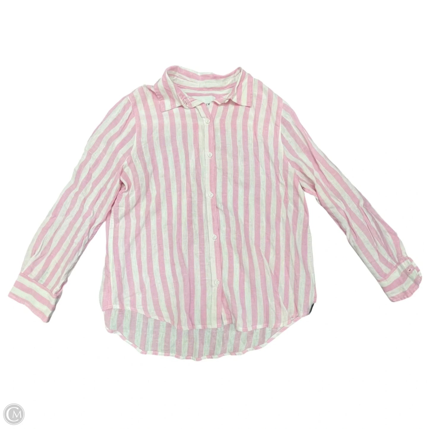 Top Long Sleeve By Clothes Mentor In Pink & White, Size: L